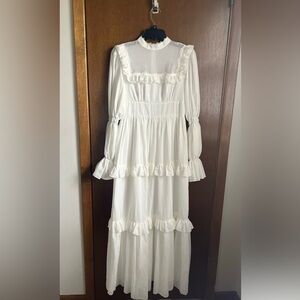 SHEIN White Ruffle Maxi Dress